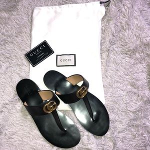 Gucci Leather Thong Sandal with Double G
